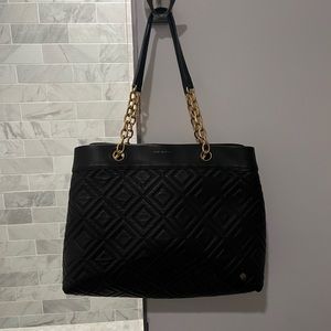 Tory Burch quilted tote with gold hardware!
